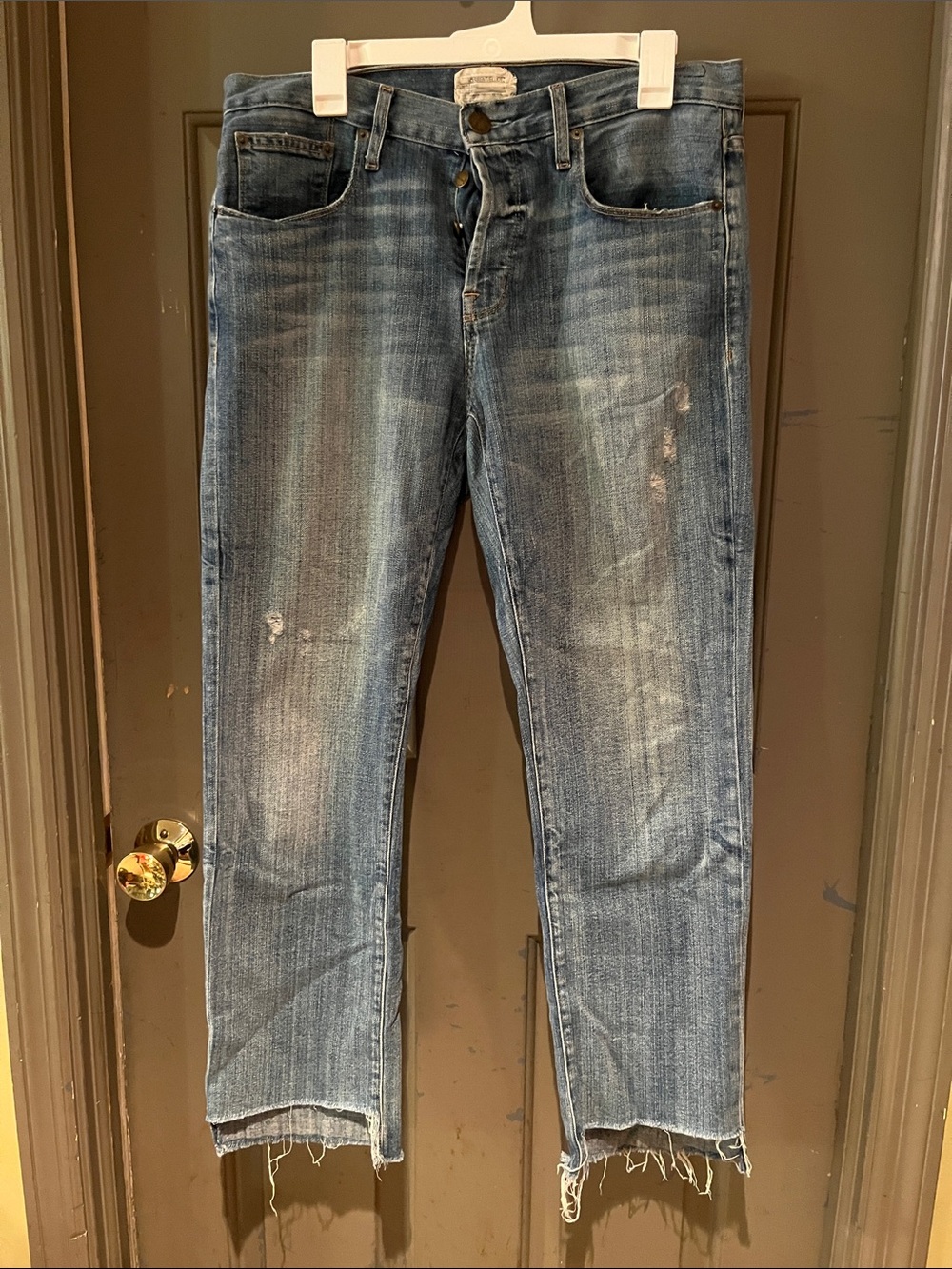Current Elliot Distressed Straight-Leg Jeans - Blue 32/29